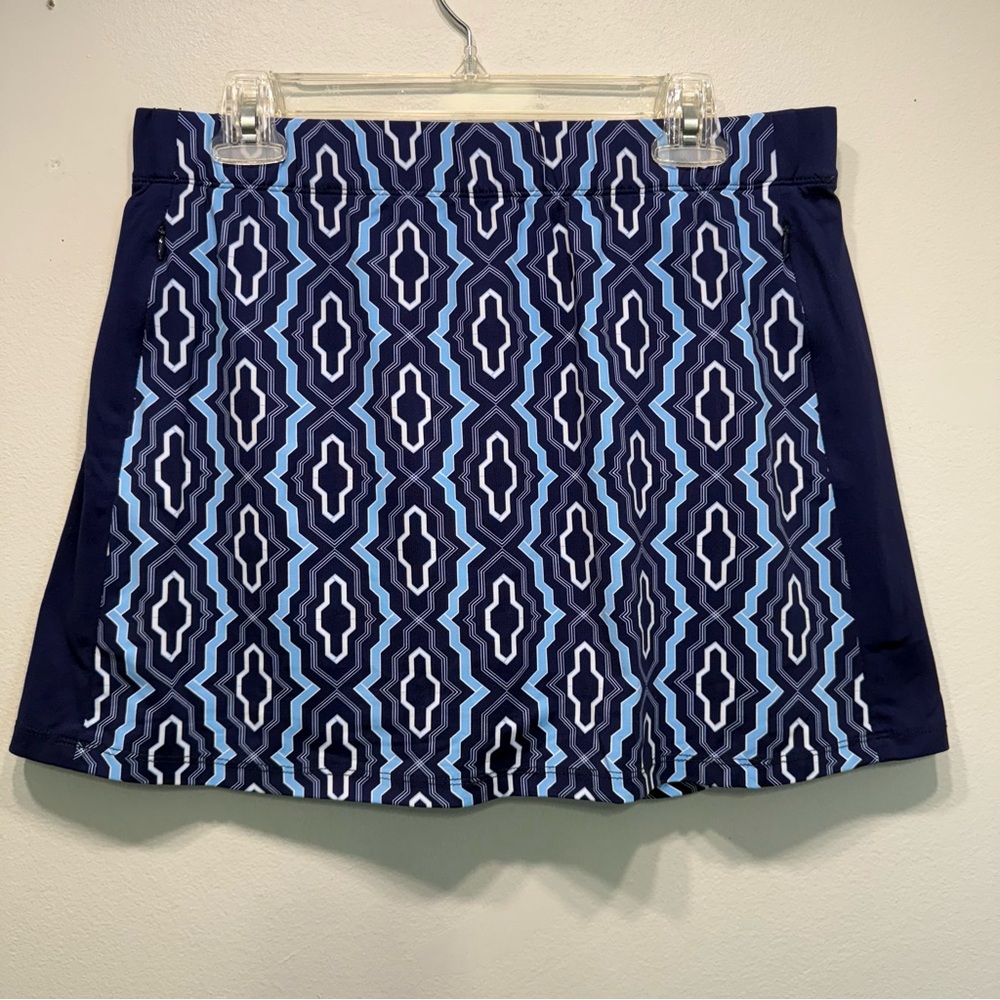 J McLaughlin Skort Skirt Womens Size L Blue Geometric Print Stretch Golf Tennis